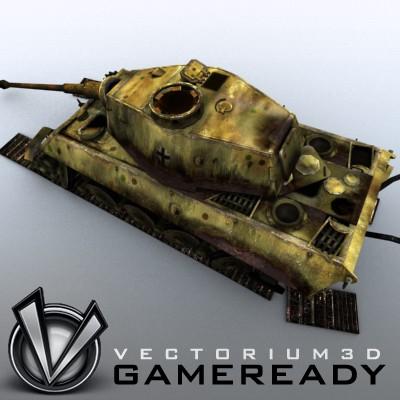 3D Model of Game Ready Low Poly King Tiger model - 3D Render 1